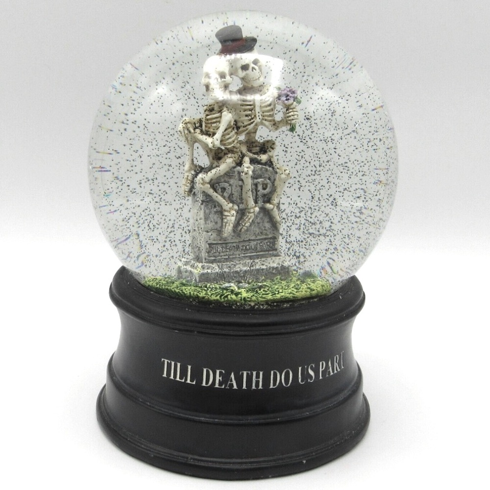 “Till Death Do Us Part" Skeleton Couple Snow Globe
